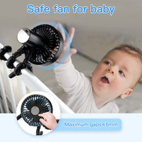 1 x RAW Customer Returns Funsland USB Fan Quiet, Fan for Stroller with Adjustable Tripod, Small Fan with Battery, 1800mAh, Maximum 8h Mini Fan, Portable Fan for Stroller Bedroom Office - RRP €24.34