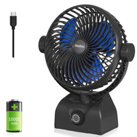 1 x RAW Customer Returns Wastou Table Fan, USB Rechargeable Desk Fan, Portable Tower Fan with 10000mAh Battery, Adjustable Speed, Rotatable Head for Home and Office - RRP €22.02