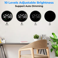 1 x RAW Customer Returns Large Digital Wall Clock with Remote Control, 10 Clock, LED Alarm Clock with Date Day Temperature Timer Countdown 2 Alarms, Non-Ticking for Living Room Office School Fitness - RRP €46.88