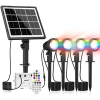 1 x RAW Customer Returns MEIKEE Solar Spotlight RGB with Remote Control 4 Pack Garden Lighting Solar 10 Colors 12 Cycle Modes 2 Brightness Timing Function IP66 Waterproof Solar Garden Lights for Outdoor Garden, Path, Tree - RRP €39.99