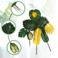 1 x Brand New QUOZUO 78 Pieces Monstera Plant Tropical Leaves, Palm Leaves with Stems, Artificial Palm Leaves Decoration, Monstera Leaves for Jungle Beach Birthday Luau Hawaiian Decorations - RRP €16.13