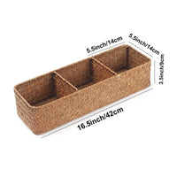 1 x RAW Customer Returns Seagrass Storage Basket Rectangular Shelf Baskets Natural Woven Braided for Organizing Toilet Paper Natural 42cm x 14cm x 9cm  - RRP €21.7