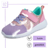 2 x Brand New Girls shoes, children s trainers, glitter sports shoes, running shoes, indoor shoes, sneakers, Velcro fastening, tennis shoes, festive for teenagers, 22 EU, purple pink - RRP €52.42