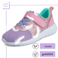 5 x Brand New Girls shoes, children s trainers, glitter sports shoes, running shoes, indoor shoes, sneakers, Velcro fastening, tennis shoes, festive for teenagers, 22 EU, purple pink - RRP €131.05