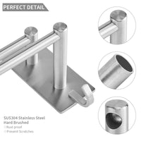 1 x RAW Customer Returns JS Towel Holder Bathroom Without Drilling Two-Armed Towel Rail Bathroom Double Stainless Steel SUS304 Bath Towel Holder Self-Adhesive Towel Rail 60CM Wall Mounted Brushed 2 Hooks - RRP €36.29