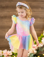 1 x RAW Customer Returns Arshiner Girls Ballet Tutu Ballet Dress Kids Ballet Clothes Cotton Ballet Costume Rainbow Dance Jumpsuit with Chiffon Tutu Skirt 7-8 Years - RRP €20.23