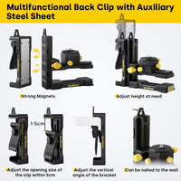 1 x RAW Customer Returns Enventor fine adjustment bracket for cross line laser with adjustable clip, 360 adjustable base, multifunctional magnetic swivel base with 1 4 -20 external thread, height adjustment PV11  - RRP €34.99