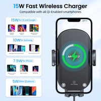 1 x RAW Customer Returns Car phone holder with charging function. 15W fast wireless charger car, car cup holder Qi charger phone holder with QC 3.0 adapter compatible with iPhone, Samsung, Huawei LG etc. Apps2Car - RRP €47.98