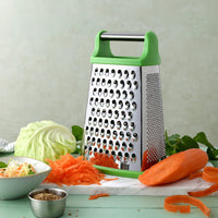 1 x RAW Customer Returns VBOK IGFE 4-sided grater stainless steel, kitchen grater for coarse and fine grating, for fruit, vegetables, carrots, cheese, dishwasher safe - green - RRP €13.1