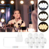 1 x RAW Customer Returns GPATIO Hollywood mirror makeup light, dressing table accessories suction cup fairy lights, 10 LED mirror light with 3 colors, adjustable length dressing table lighting light, gifts for girlfriend, mom - RRP €29.03