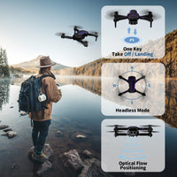 1 x RAW Customer Returns Drone with camera 720P for adults, RC quadcopter with FPV live transmission, foldable mini drone, headless mode, altitude hold, trajectory flight, gesture control, 3D flip for beginners, 2 batteries - RRP €45.99