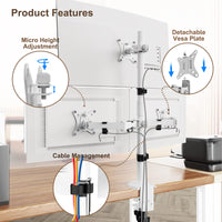 1 x RAW Customer Returns PUTORSEN Monitor Mount 3 Monitors for 17-32 Inch Flat Curved Screen, 80cm Rod Monitor Desk Mount Swivel Tilt Height Adjustable, 9 kg per Arm, VESA 75x75 100x100, White - RRP €60.48