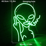 1 x RAW Customer Returns SIGNSHIP Smoking Alien Neon Lights for Wall Decor, USB Decorative Led Signs Novel Green for Home, Kids, Bar, Club, Bedroom, Party - RRP €37.8