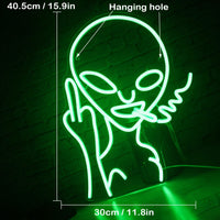 1 x RAW Customer Returns SIGNSHIP Alien Neon Lights for Wall Decoration, USB Decorative Led Neon Sign Novel Green Alien Neon Sign for Home, Children s Room, Bar, Club, Bedroom, Party - RRP €38.63