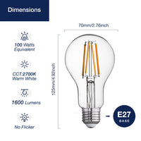 1 x RAW Customer Returns FLSNT LED Edison light bulb E27, A70 LED filament lamp 3452 lumens super bright, 18W replaces 200W , 5000K cool white, not dimmable, clear glass, 2 pieces - RRP €22.2