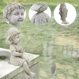 1 x RAW Customer Returns Yeomoo Fishing Little Boy Decoration Garden Figures for Outdoors, Funny Children Fisherman Figure Garden Decoration for Living Room Pond Balcony Gifts for Men Women Mom Birthday Waterproof Fairy Garden Gray 28CM - RRP €40.5