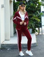 1 x RAW Customer Returns Wayleb jogging suit women s sports suit tracksuit two-piece leisure suit cotton outfit leisure suit set long sleeve zip winter jogging trousers women s activewear - RRP €23.9