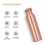 1 x RAW Customer Returns 900ml Copper Water Bottle, Leakproof Design, Ayurveda, Health Benefits Healing, Copper Vessel, for Sports, Fitness, Yoga, Home, Office, Hotel and a Gift Bottle for - RRP €25.21