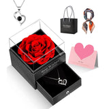 1 x RAW Customer Returns Eternal Rose Infinity Roses With I Love You Necklace Gifts For Women Mom Grandma Wife Girlfriend Sister Preserved Real Rose Gift For Her Rose Box For Mother s Day Wedding Anniversary Birthday - RRP €21.62