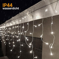 1 x RAW Customer Returns LED ice rain fairy lights outdoor, WOWDSGN 15M 660LED icicles with timer 8 modes IP44 waterproof power operated, light curtain for Christmas roof edge gutter terrace balcony warm white - RRP €34.5