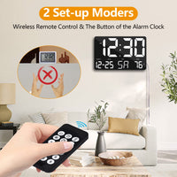 1 x RAW Customer Returns SZELAM Digital Clock Large Display, 11.5 Digital Calendar Alarm Clock with Radio Remote Control, LED Oversized Wall Clock with Date Temp. 12 24H, Snooze Alarm Clock for Home Bedroom Office Gym - RRP €40.32