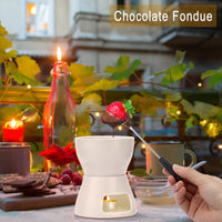 1 x RAW Customer Returns SUMNACON Ceramic Chocolate Fondue Pot Set with 4 Forks Chocolate Fondue Set Cheese Fondue for Chocolate Cheese Fondue Family Dinners Dessert Picnics Birthday Parties Holiday Parties White - RRP €18.14