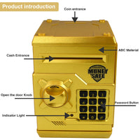 1 x RAW Customer Returns HUSAN Electronic Money Box for Kids, Money Box Password Piggy Bank Toy Festival Birthday Gifts for Children Gold  - RRP €25.99