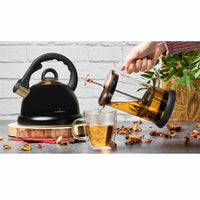 1 x RAW Customer Returns Strong Black Induction Gas Kettle 3 L Whistling Kettle Stainless Steel Tea Kettle with Plastic Handle Electric Stove Ceramic Stove for Tea Coffee Large Golden MATT - RRP €29.89