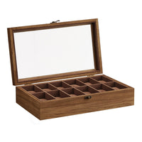 1 x RAW Customer Returns SONGMICS Watch Box with 12 Compartments, Solid Wood Watch Case, with Glass Lid, Watch Pillow, Gift for Your Loved Ones, Walnut JOW120K01 - RRP €26.99