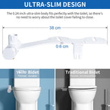 1 x RAW Customer Returns Yolife Bidet, Ultra-Slim Bidet Attachment for Toilet with Non-Electric Self-Cleaning Double Nozzle Rear Female Cleaning , Easy to Install, Adjustable Water Pressure - RRP €35.99