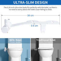 1 x RAW Customer Returns Yolife Bidet, Ultra-Slim Bidet Attachment for Toilet with Non-Electric Self-Cleaning Double Nozzle Rear Female Cleaning , Easy to Install, Adjustable Water Pressure - RRP €34.99