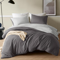 1 x RAW Customer Returns Degrees of Comfort Bedding Set 135x200 4 Pieces Dark Grey, Non-Iron Duvet Cover with Zipper - Brushed Microfiber Set, 2 Duvet Covers and 2 Pillow Cases 80x80 - RRP €22.8