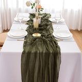 1 x RAW Customer Returns AOKSUNOVA table runner muslin olive green table runner cheesecloth green 80x300cm boho table runner wedding - RRP €15.12