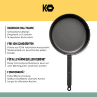 1 x RAW Customer Returns Kockums Jernverk Carbon Steel Pan Premium Frying Pans, Pre-Treated with Natural Vegetable Oil, Luxury Swedish Carbon Steel Frying Pan, 28 cm - RRP €65.93