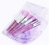 1 x Brand New Ranvi 7 pcs Fashion Crystal Glitter Diamond Makeup Brushes Set Cosmetic Brush Tools with Bag - Purple - RRP €16.05