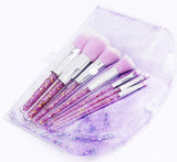 1 x Brand New Ranvi 7 pcs Fashion Crystal Glitter Diamond Makeup Brushes Set Cosmetic Brush Tools with Bag - Purple - RRP €16.05