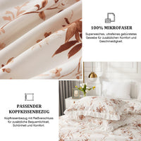 1 x RAW Customer Returns Freyamy Bed Linen 155x220cm 2-piece White Brown Flowers Ruffles Reversible Bed Linen Microfiber Soft Bedding Sets Romantic Girls Duvet Cover with Zipper and Pillowcase 80x80cm - RRP €34.85