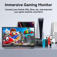 1 x RAW Customer Returns HTNZIR 15.6 inch 144Hz Portable Monitor, 1080P FHD Portable Gaming Monitor with HDR, External Second Screen for Laptop, PC, PS5, Xbox, Switch, Built-in Speaker and Stand - RRP €99.99