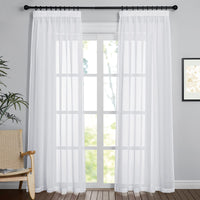 1 x RAW Customer Returns PONY DANCE Curtain White Transparent Curtains Set of 2 H 200 x W 140 cm Stores Curtains with Ruffle Tape Living Room Curtains Linen Look Curtain White Transparent - RRP €24.41