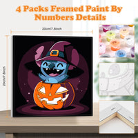 5 x Brand New NAIMOER 4 Pieces Framed Paint by Numbers Kids Kit, DIY Halloween Paint by Numbers Kids Adults, Pumpkin Paint by Numbers Kits Cartoon Paint by Numbers Canvas for Home Decor 8x8in - RRP €102.0