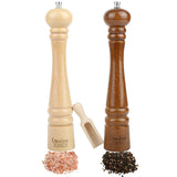 1 x RAW Customer Returns Creative Home Large Salt Pepper Mill Wood Set of 2 mills with mini wooden scoop 31.5cm height Manual squeeze mechanism Perfect pepper and salt mill spice mill for every kitchen - RRP €40.19