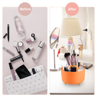 1 x Brand New Unaibber Make Up Organizer 360 Rotating Cosmetic Organizer, Circular Brush Organizer for Organizing and Storing Brushes and Lipsticks, Orange - RRP €20.4