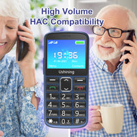 1 x RAW Customer Returns USHINING mobile phone for seniors, mobile phone with large buttons, high volume, SOS function, charging station, hearing aid compatibility - blue - RRP €35.4