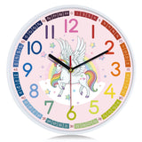 1 x RAW Customer Returns Lafocuse Children s Wall Clock Silent Unicorn, Colorful Numbers Creative Easy to Read, Pink Learning Clock for Girls and Boys, Without Ticking for Children s Room Kindergarten School 30cm - RRP €19.99