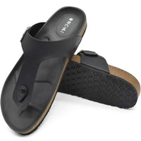 2 x Brand New ONCAI Men s Flip Flops Cork Sole Flat Comfort Beach Leather Strap Slide Fashion Sandal Shoes with Arch Support - RRP €41.92