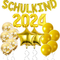 2 x Brand New 2024 Back to School Decoration School Enrollment Boy Girl,14 Piece School Enrollment Decoration Balloon Set,School Child Decoration Gold,Back to School Decoration with Number 2024 Balloon - RRP €38.4