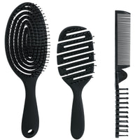 5 x Brand New Qiareoiu Set of 3 Combs, Professional Comb Set, No-Pull Hair Brush, Massage Brush, Detangling Brush Suitable for Curly and Long Hair - RRP €90.0