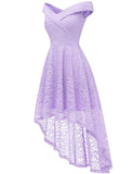 1 x RAW Customer Returns Homrain Women s Bridesmaid Dresses Off Shoulder Lace Dress Rockabilly Cocktail Dress Swing Rockability A-Line High Low Ball Gown Lavender 3XL - RRP €49.99