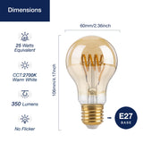 1 x RAW Customer Returns FLSNT Dimmable E27 LED Warm White, A60 LED Spiral Filament Edison Light Bulb Vintage, 4W Replaces 25W , 350LM LED Decorative Light Bulb, 2700K Warm White, Amber Glass, 4 Pack - RRP €27.99