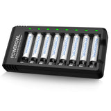 1 x RAW Customer Returns Powerowl battery charger with AAA battery 1000mah 8 pieces, AA battery charger 8 slot micro-USB connection universal battery charger for NI-MH NI-CD AA AAA rechargeable batteries - RRP €21.62